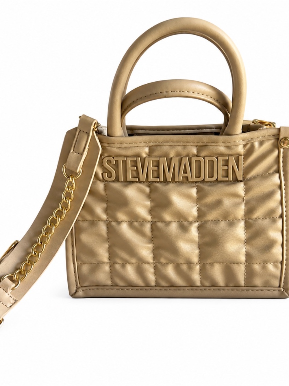 Steve Madden Metallic Gold Quilted Mini Satchel